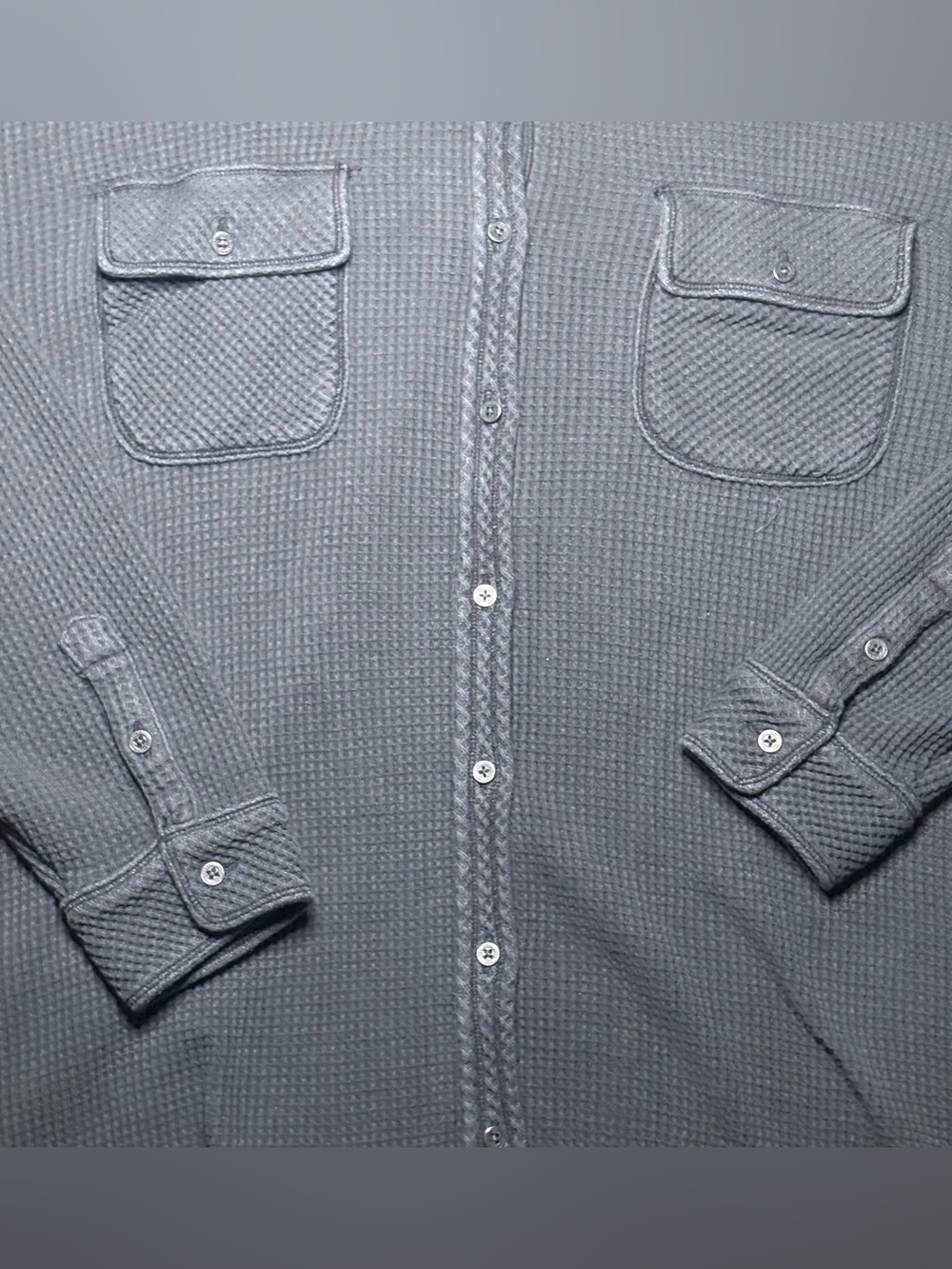 Aerie Women’s XL Slate Grey Waffle-Knit Button-Up Shirt - Picture 3 of 14